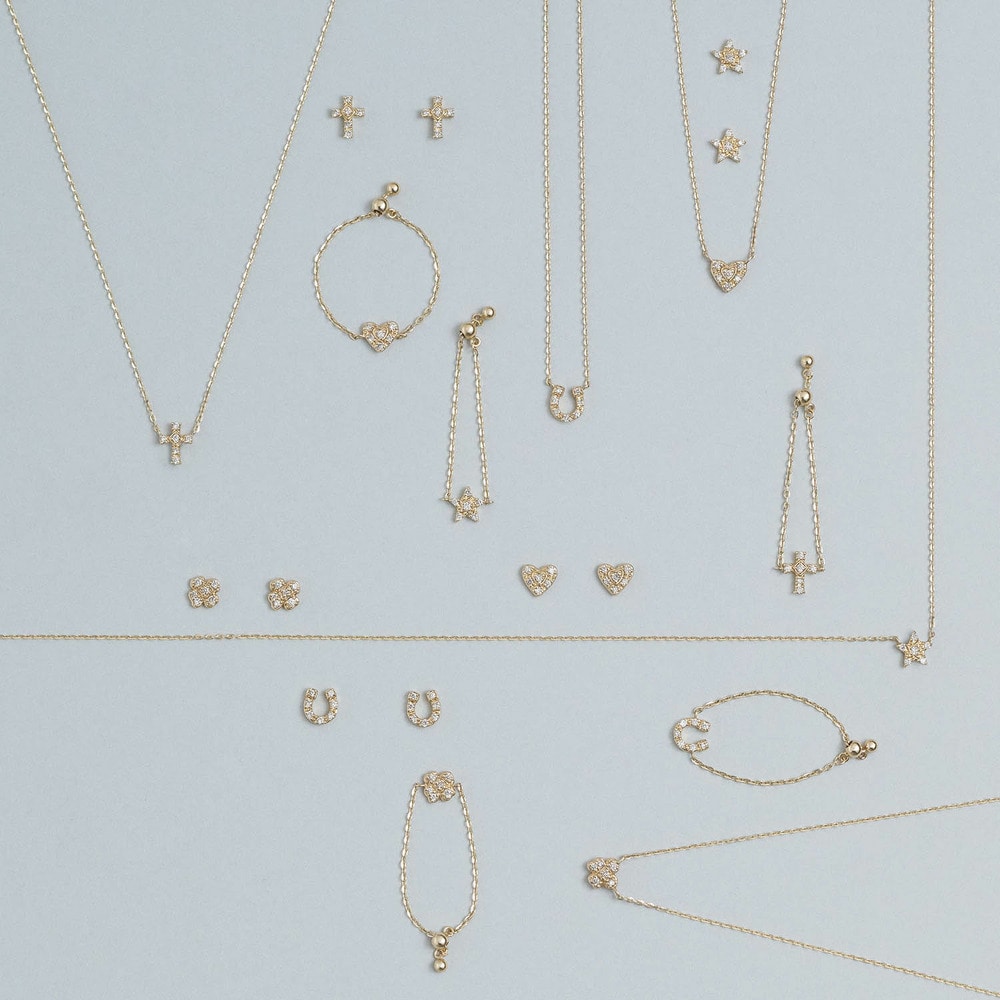 【Tiny Motif】K10ダイヤモンドハートチェーンリング（0.03ct） 詳細画像