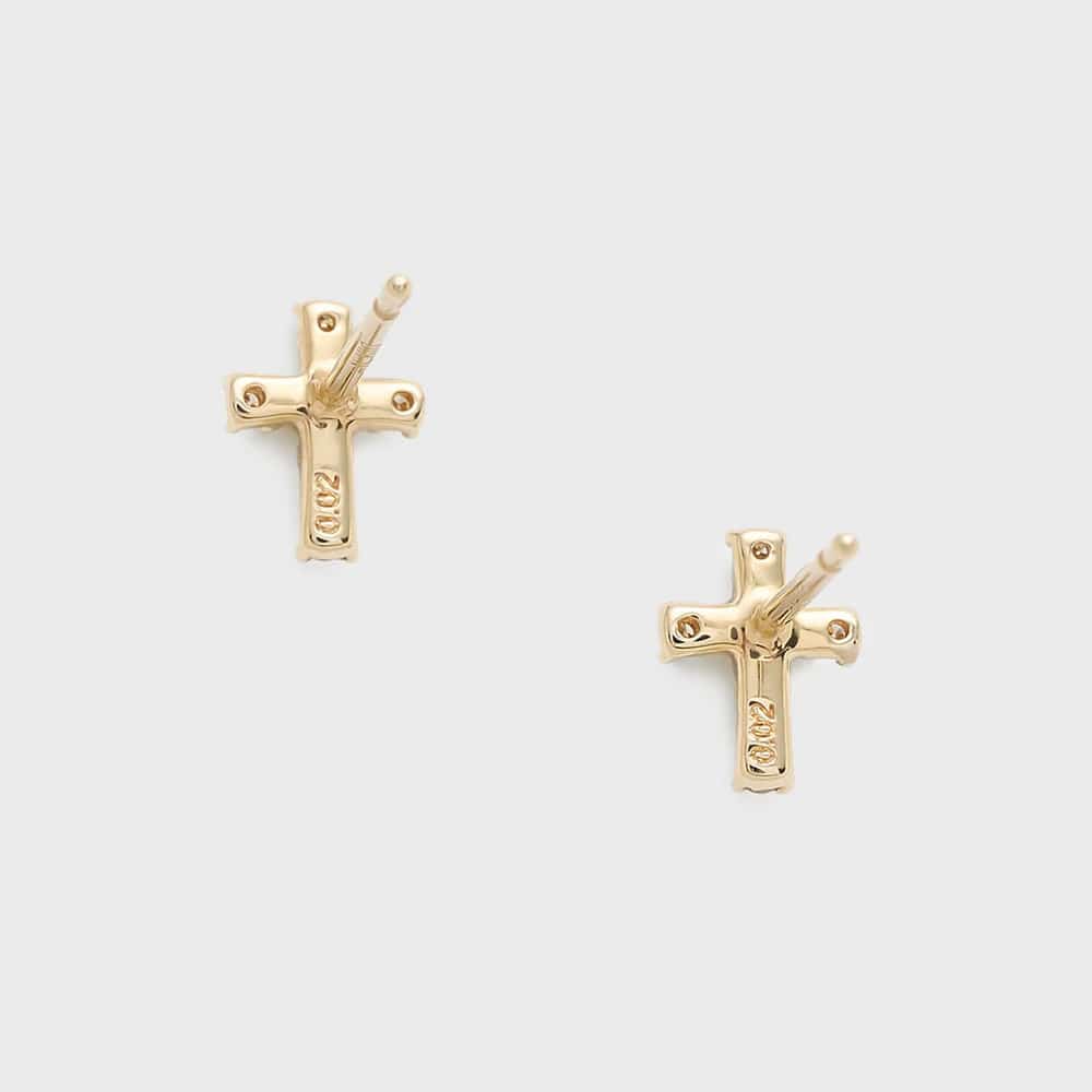 【Tiny Motif】K10ダイヤモンドクロスピアス（0.02ct） 詳細画像