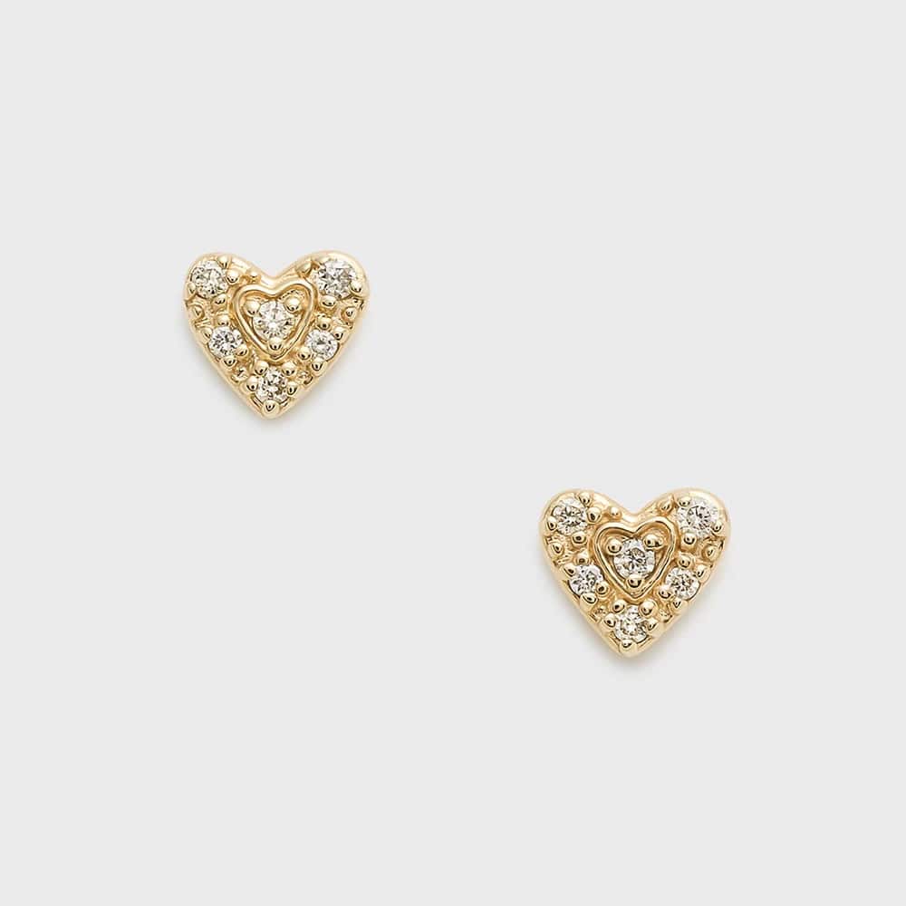 【Tiny Motif】K10ダイヤモンドハートピアス（0.03ct） 詳細画像