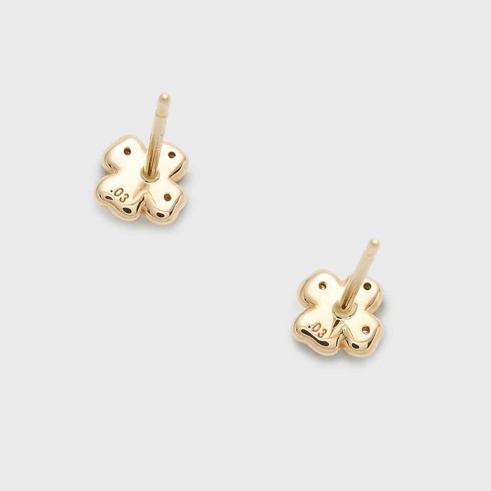 【Tiny Motif】K10ダイヤモンドクローバーピアス（0.03ct） 詳細画像