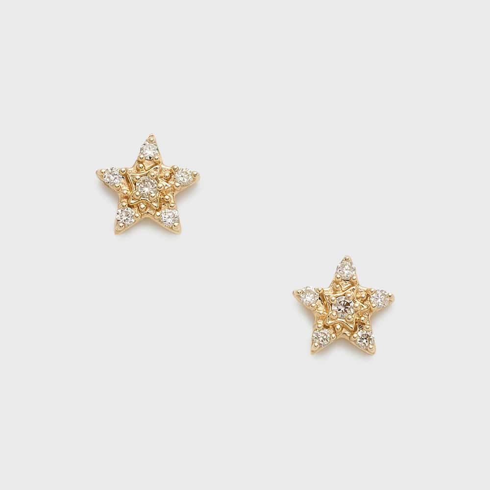 【Tiny Motif】K10ダイヤモンドスターピアス（0.02ct） 詳細画像