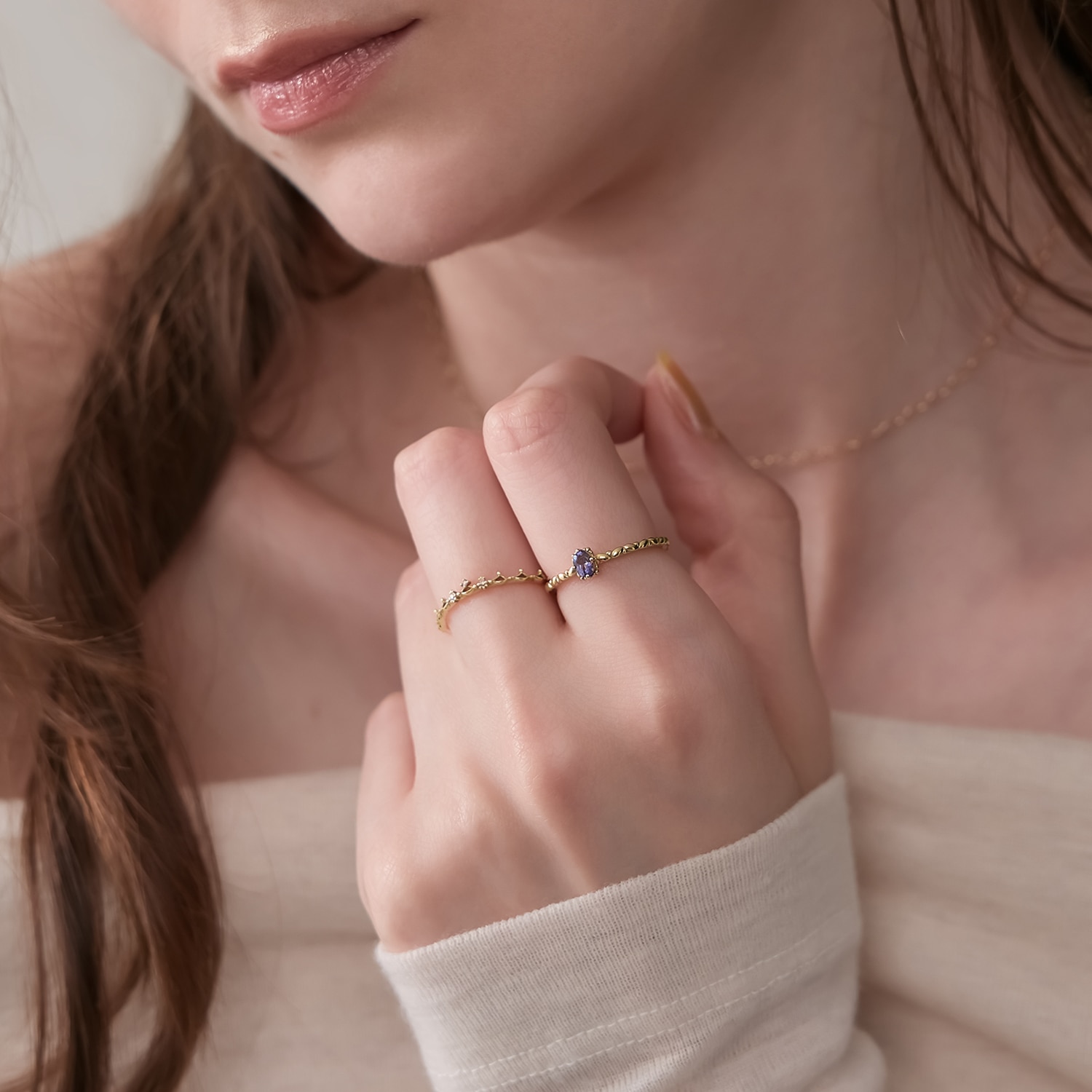 【Pocket Ring】ゴールドアイオライトリング