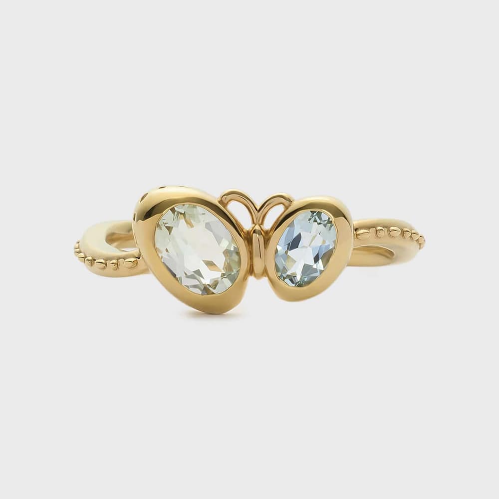 ゴールドクォーツ／アクアマリンリング