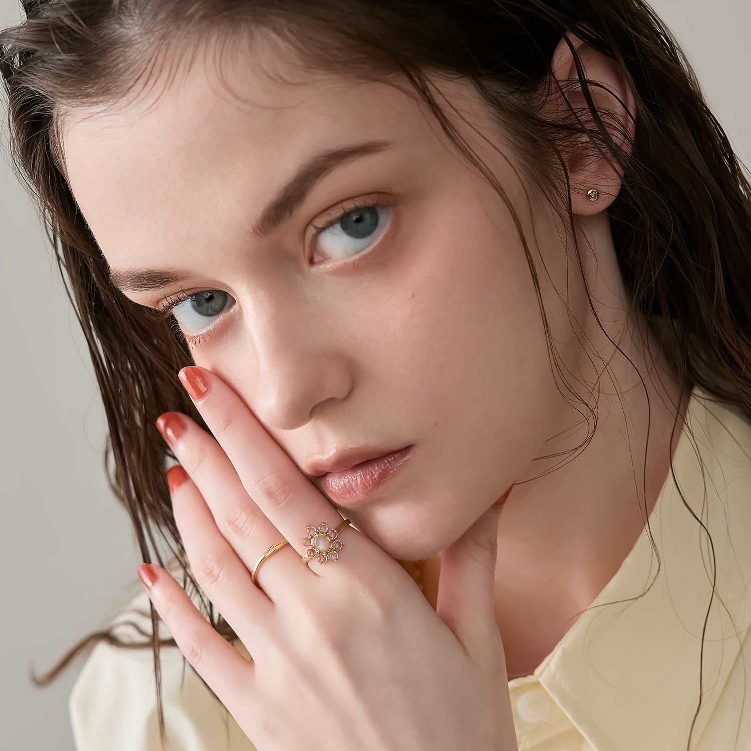 ゴールドサンストーン／クォーツリング