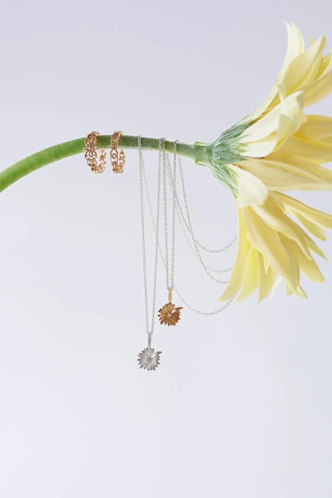 春コレクションをつけたモデル